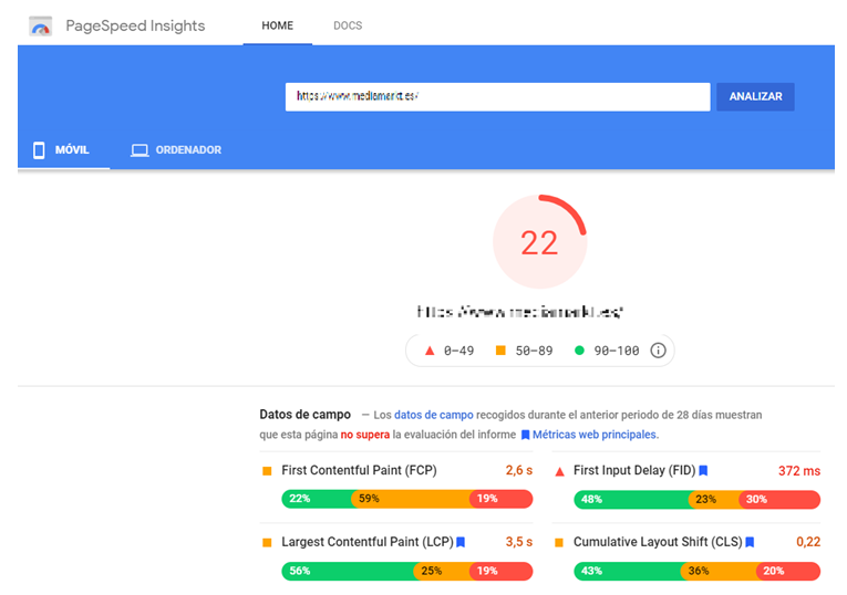 page speed inshights web core vitals